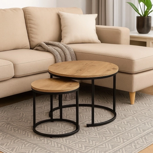 Loft εμφάνιση: αντικέ δρυς και μαύρο μέταλλο