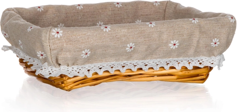 Ψάθινο καλάθι Daisy με βαμβακερή επένδυση 22 × 16 × 6,5 cm