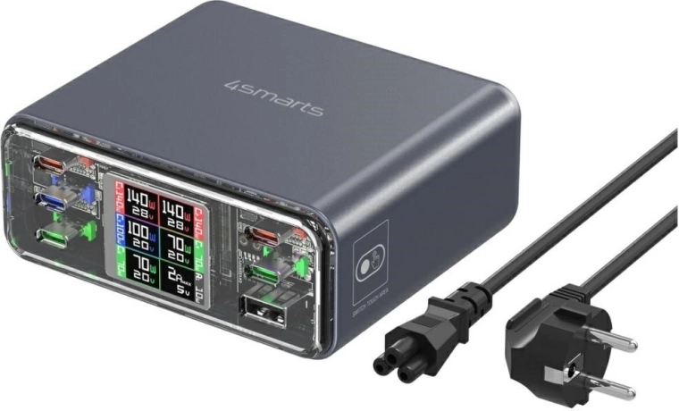 Επιτραπέζιος φορτιστής 4smarts Lucid GaN DIY 360 W, 5× USB‑C + 1× USB‑A