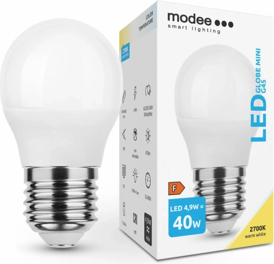 Modee Smart Lighting LED μινιατούρα λάμπα G45 E27 4,9 W θερμό λευκό