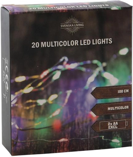 Φωτεινή γιρλάντα 20 LED, πολύχρωμη, 100 cm