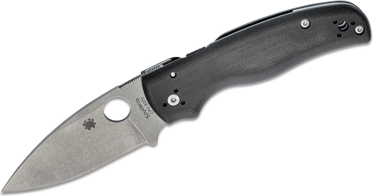 Πτυσσόμενο μαχαίρι τσέπης SPYDERCO Shaman, λεπίδα stonewash, μαύρη λαβή G10