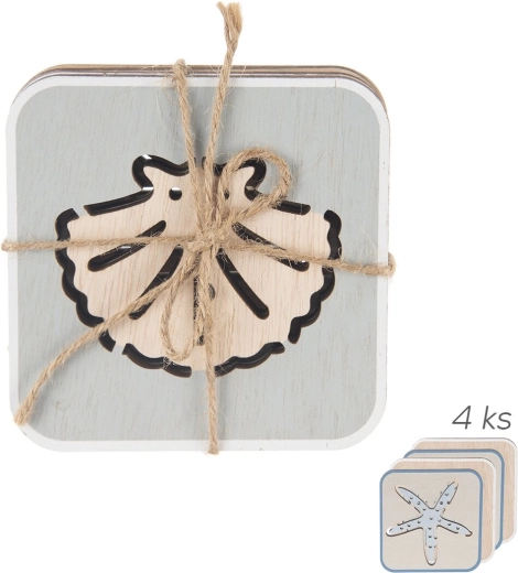 Ξύλινα σουβέρ SEA 10 × 10 cm, σετ 4 τεμ.