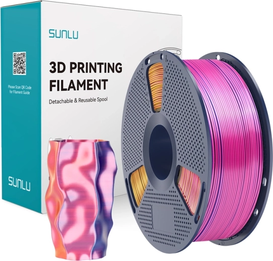 Sunlu PLA+ Silk τρίχρωμο νήμα (filament) κόκκινο–κίτρινο–μπλε