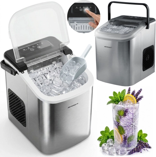 Συμπαγής παγομηχανή Berdsen 12 kg/24 h, 1,1 l, ασημί