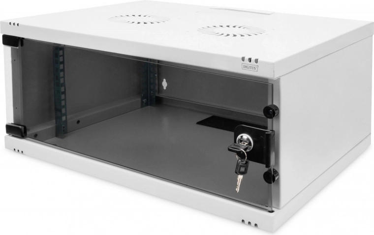 Επιτοίχιο δικτυακό ντουλάπι 19" 4U DIGITUS, 241 × 540 × 400 mm, γυάλινη πόρτα, γκρι, μη συναρμολογημένο