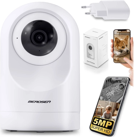 Περιστρεφόμενη wi‑fi IP κάμερα 5 MP Berdsen λευκή