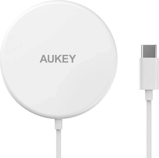 Aukey Aircore Magnetic LC-A1 λευκός ασύρματος φορτιστής MagSafe Qi 15 W USB-C