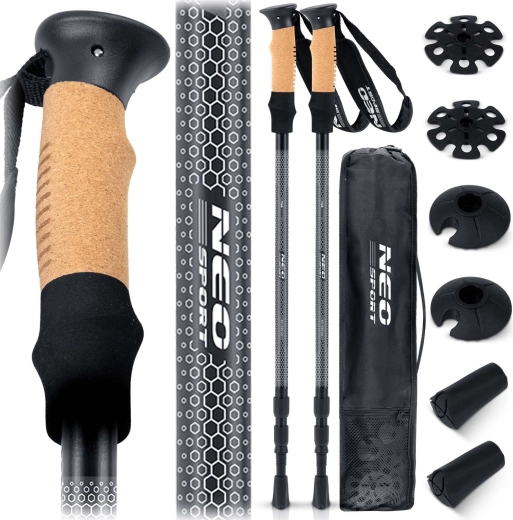 Μπαστούνια trekking Neo-Sport NS-380 με λαβή από φελλό και σύστημα antishock