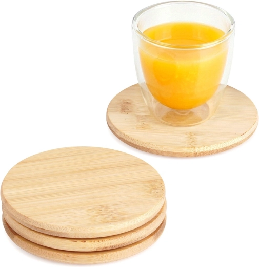 Σουβέρ από μπαμπού 9,5 cm, σετ 4 τεμαχίων