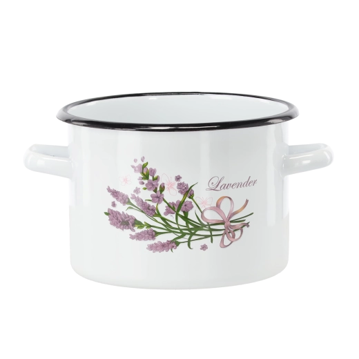Εμαγιέ κατσαρόλα 3 l (18 cm) λευκή με μοτίβο λεβάντας