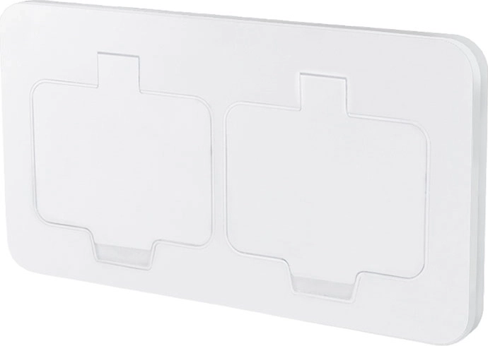 Εντοιχιζόμενη δαπέδου διπλή πρίζα Solight IP55, ματ λευκή, ορθογώνιο καπάκι