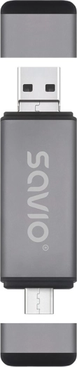 Αναγνώστης καρτών Savio 3σε1 USB-C, USB-A, micro USB