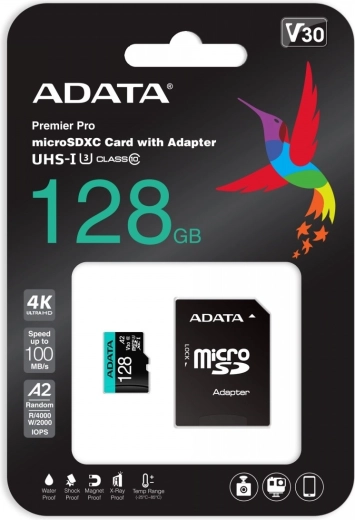 Κάρτα μνήμης microSD 128 GB UHS‑I U3 V30 A2 + αντάπτορας