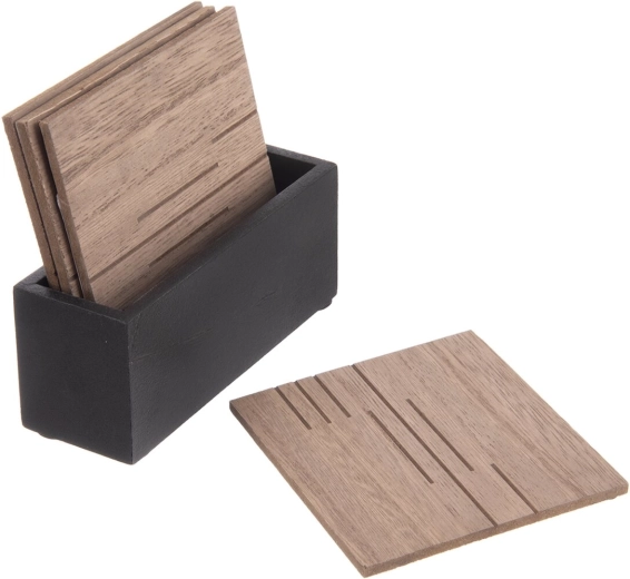 Ξύλινα σουβέρ με βάση Line (4 τεμ., 10 × 10 cm)