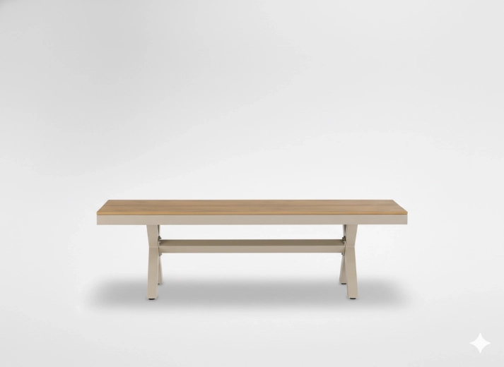Μπεζ αλουμινένιο παγκάκι κήπου 150 × 36 × 47 cm