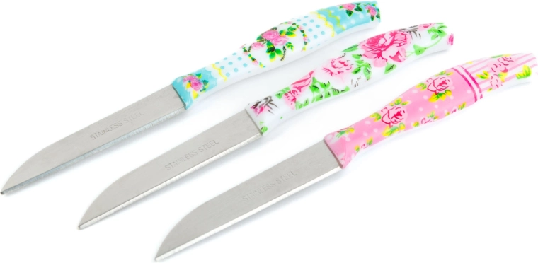 Σετ μαχαιριών κουζίνας με floral σχέδιο, 3 τεμάχια