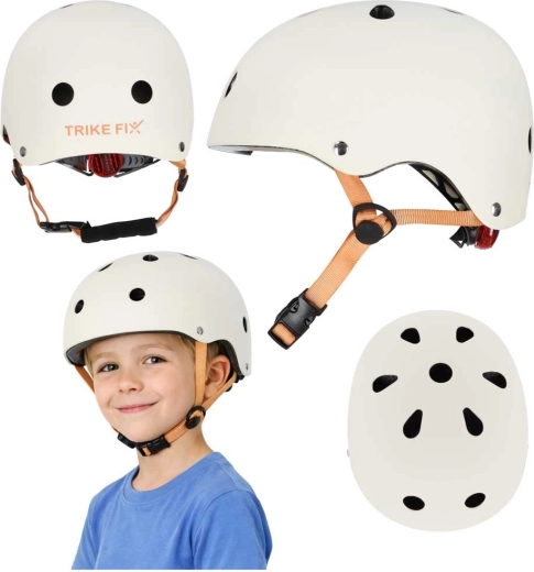 Trike Fix παιδικό ποδηλατικό κράνος με LED, ρυθμιζόμενο, μέγεθος S 48–54 cm, μπεζ