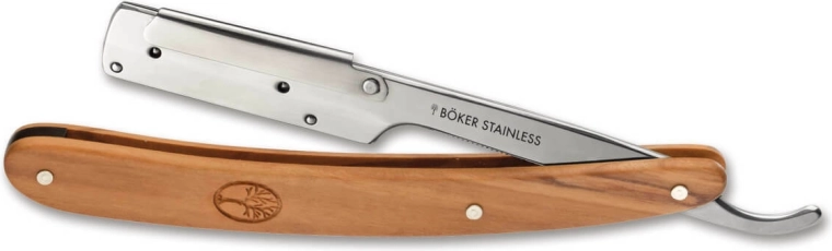 Böker Pro Barberette Olive ξυράφι με εναλλάξιμη λεπίδα, ξύλο ελιάς