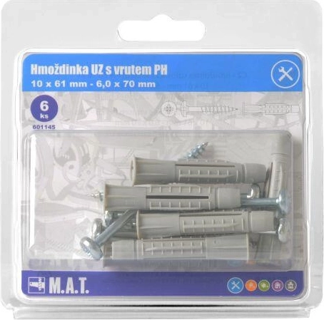 Κομβωτό βύσμα με χείλος με βίδα 10 mm, σετ 6 τεμ.