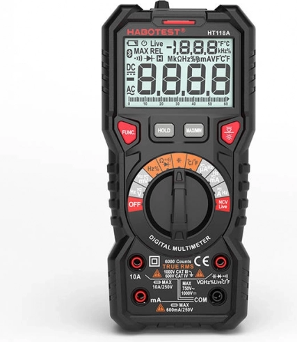 Ψηφιακό πολύμετρο με λειτουργία φακού habotest ht118a true rms και ncv