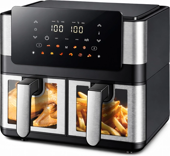 Φριτέζα αέρος (air fryer) θερμού αέρα με δύο κάδους 8 l (4+4 l) 2000 W, 12 προγράμματα
