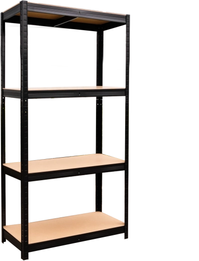 Μεταλλική ραφιέρα 4 επιπέδων 150 × 70 × 30 cm μαύρη, αντοχή 150 kg ανά ράφι