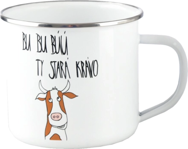 Λευκή εμαγιέ κούπα „Bu, bu…“ 500 ml
