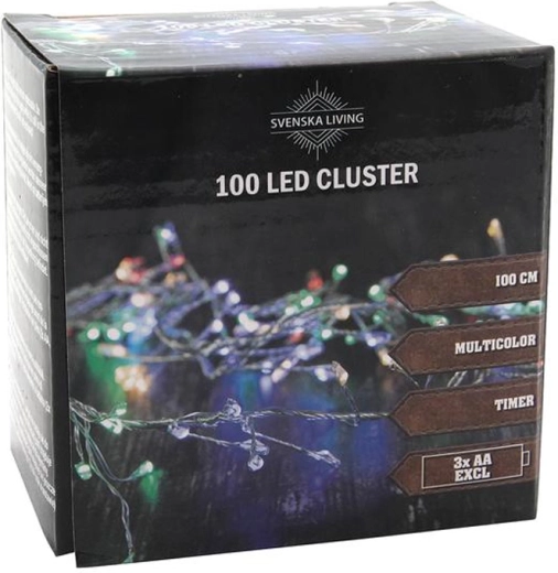 Φωτεινή γιρλάντα με χρονοδιακόπτη, 100 LED, συστάδα 100 cm