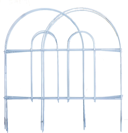 Μεταλλικό φραχτάκι κήπου με γέμισμα PH 45 cm × 3 m, λευκό (7 τεμ.)