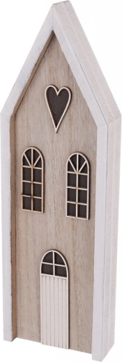 Ξύλινο διακοσμητικό σπιτάκι μπεζ 9 × 3 × 30 cm
