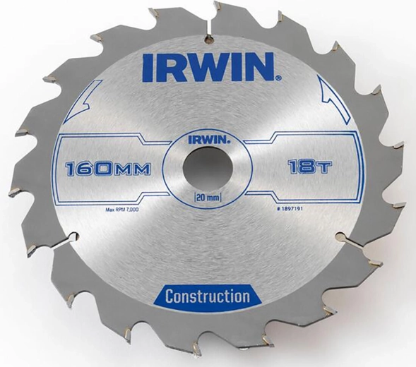 Δίσκος πριονιού 160 mm, 18 δόντια, λεπτή κοπή IRWIN
