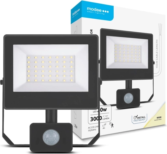 LED προβολέας με αισθητήρα 30 W, ουδέτερο λευκό 4000 K, 3000 lm – Modee A3-series