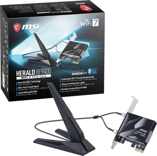 MSI Herald BE9400 κάρτα δικτύου WiFi 7 PCIe