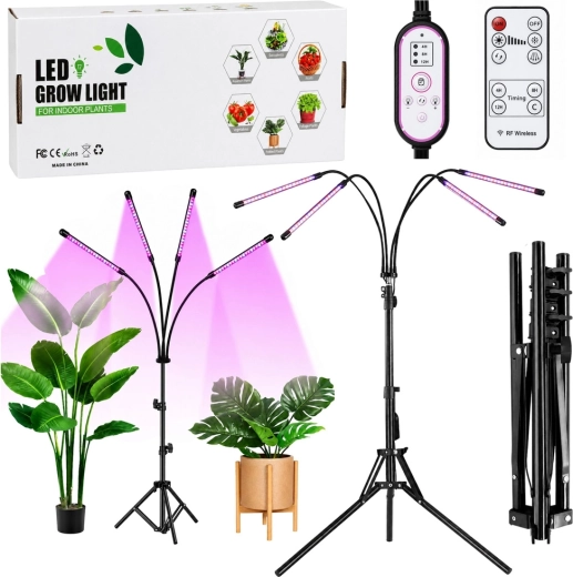 Λάμπα LED για καλλιέργεια φυτών με τρίποδο, 4 πάνελ και τηλεχειρισμό