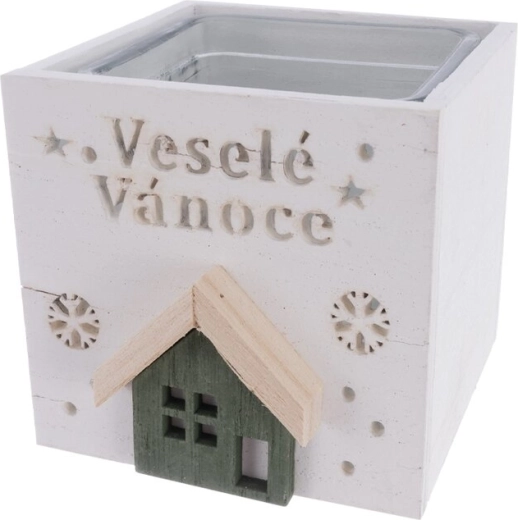 Ξύλινο κηροπήγιο Veselé Vánoce λευκό