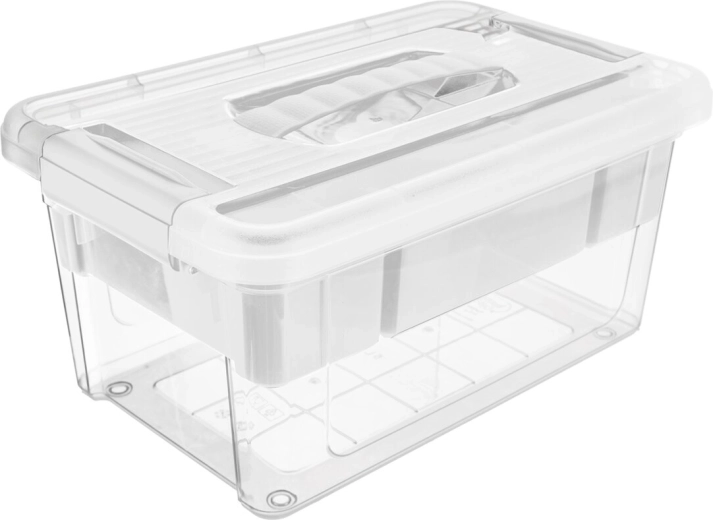 Πλαστικό κουτί αποθήκευσης MULTI Stormax ορθογώνιο 9 l με λευκό οργανωτή