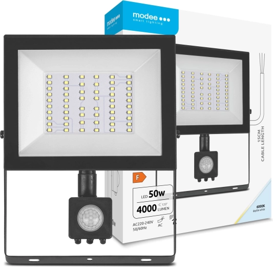 LED προβολέας με αισθητήρα κίνησης 50 W, 4000 lm, 6000 K, 120°, MODEE E‑series
