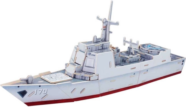 Robotime ξύλινο 3D παζλ αντιτορπιλικό Τύπου 052C έγχρωμο