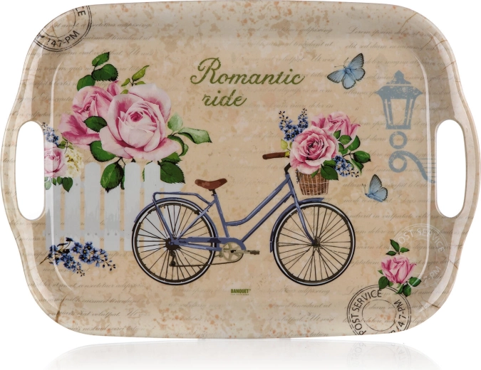 Μελαμινένιος δίσκος σερβιρίσματος Romantic Ride 36 × 25,5 cm με λαβές