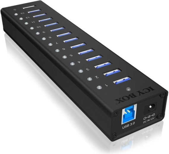 ICY BOX ενεργό hub USB 3.0 από αλουμίνιο, 13 θύρες + θύρα φόρτισης