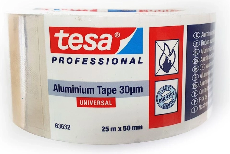 Αλουμινένια αυτοκόλλητη ταινία TESA 50 mm × 25 m, ασημί