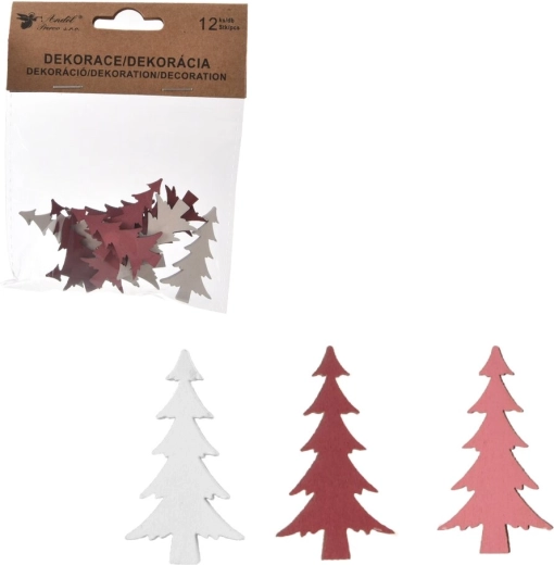 Ξύλινο δεντράκι ροζ-λευκό 4 cm (12 τεμ.)