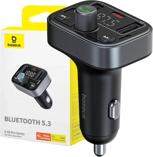 Baseus S-09 Pro πομπός FM Bluetooth για αυτοκίνητο μαύρος