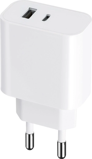 Φορτιστής MAXLIFE 30 W με USB-C και USB, PD/QC, λευκός