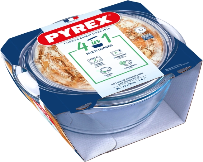 Στρογγυλό σκεύος για ψήσιμο με καπάκι 3 l PYREX γυαλί