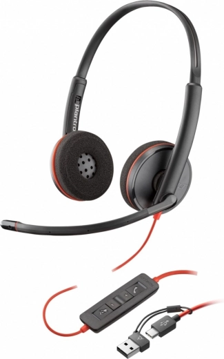 Στερεοφωνικά ακουστικά Blackwire 3220 με USB-C + προσαρμογέας USB-C/A