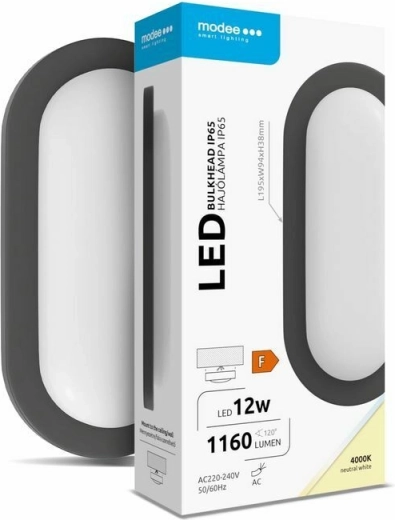 Modee LED οβάλ φωτιστικό τοίχου/οροφής 12 W 4000 K 1160 lm, μαύρο