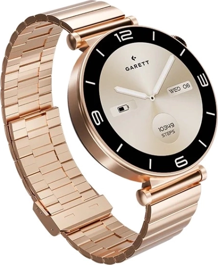 Smartwatch Garett Rose σε ροζ χρυσό με ατσάλινο μπρασελέ