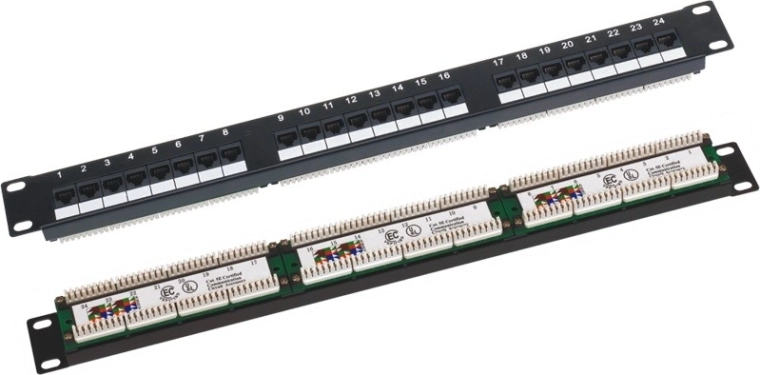 Πάνελ patch UTP κατ. 6, 19" 1U, 24× RJ45, LSA